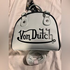 Von Dutch baby blue Mini Dome Bag with Black Logo